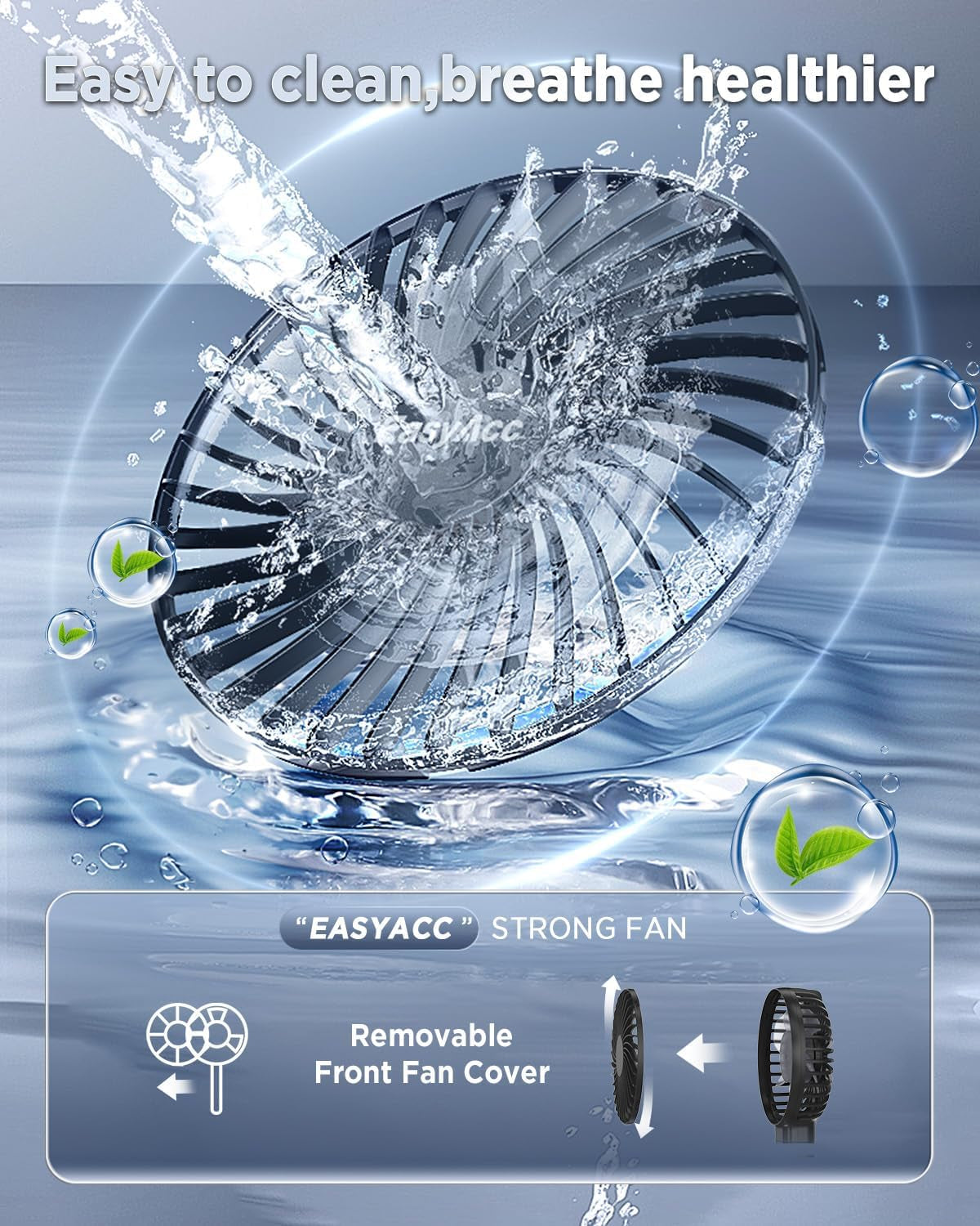 Personal Fans Portable Rechargeable, Washable Guard + Powerful + 180°Foldable + Professional ODM Fan + Durable, 4 Speeds Portable Cooling Fan for Travel Outdoor Office